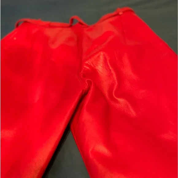 100% Leather Red Pants